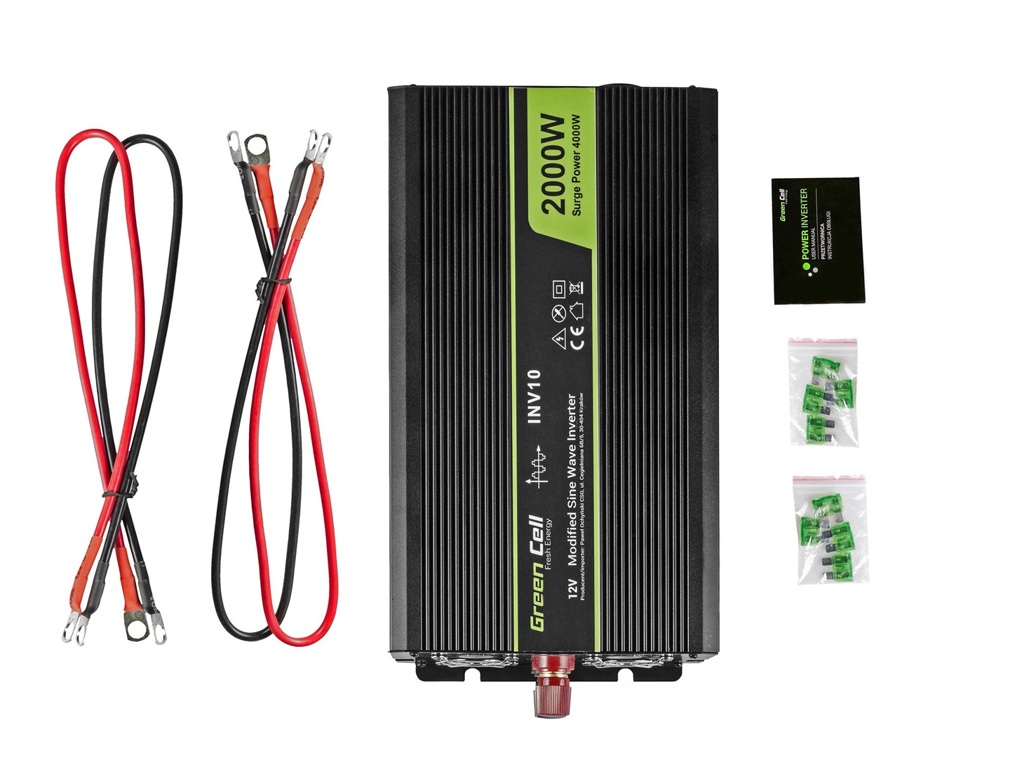 Green Cell INV10 power adapter/inverter Auto 2000 W Black - Afbeelding 5