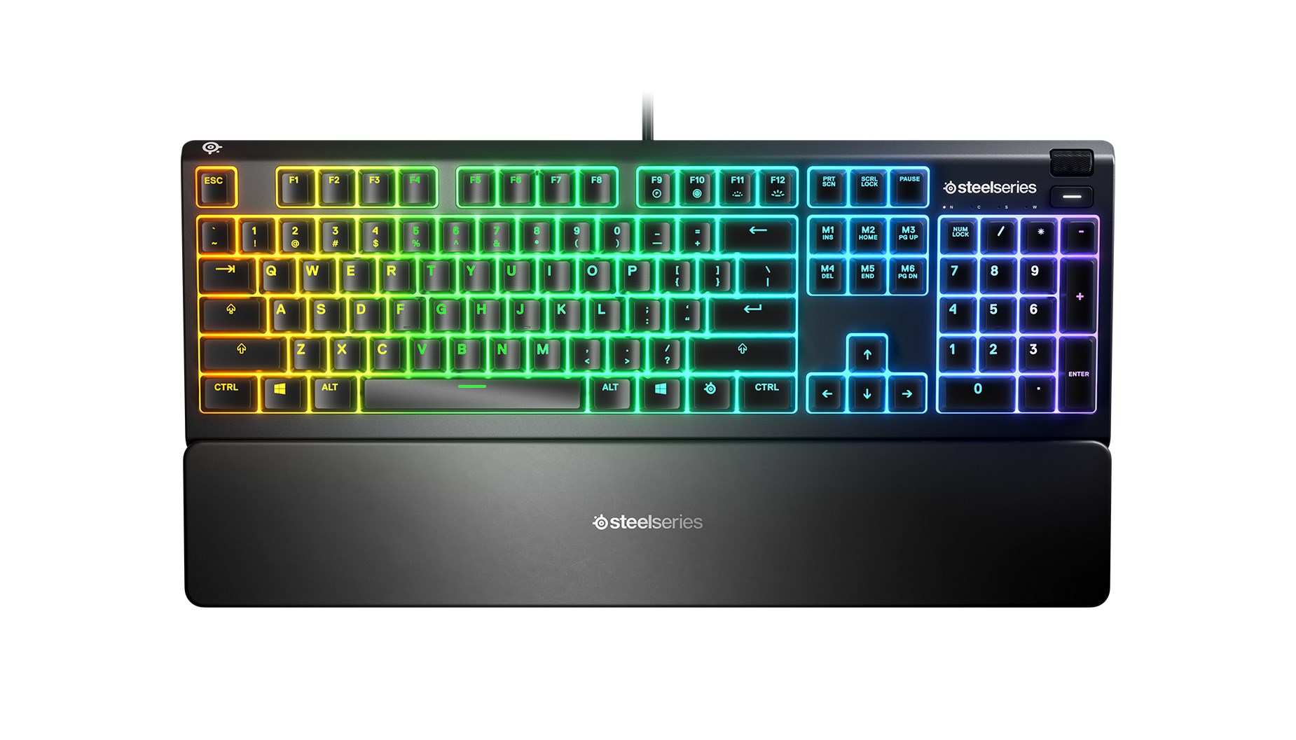 SteelSeries Apex 3 Gaming Keyboard, US Layout, Wired, Black SteelSeries Apex 3  Gaming keyboard, IP32 water resistant for protection against spills, Customizable 10-zone RGB illumination reacts to games and Discord, Whisper quiet gaming switches last for