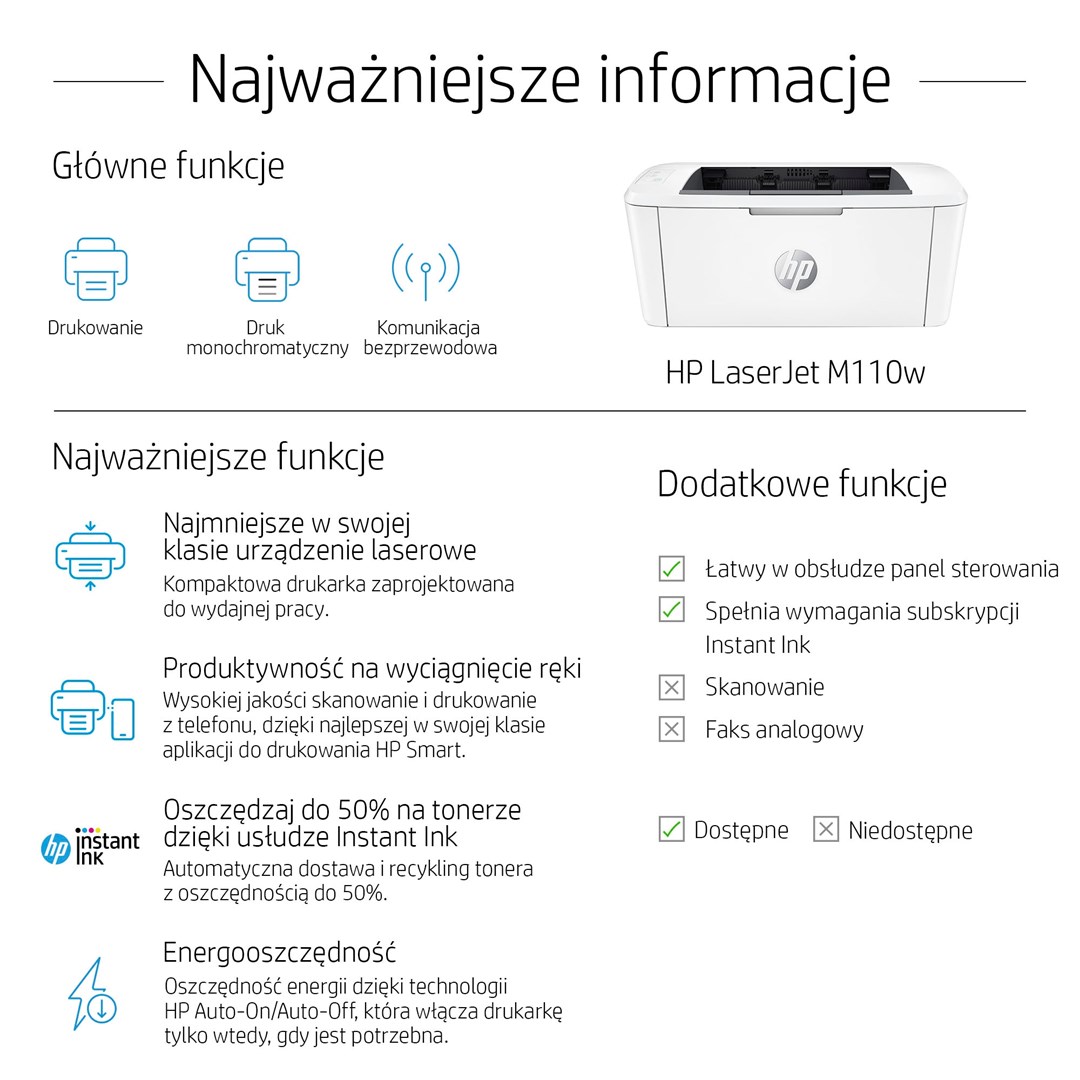 HP LaserJet M110w Printer, Black and white, Printer for Small office, Print, Compact Size - Afbeelding 18