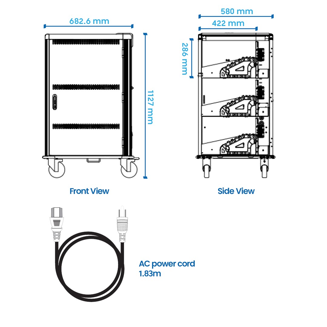 Ewent EW1701 portable device management cart/cabinet Portable device management cabinet Black, Grey - Afbeelding 9