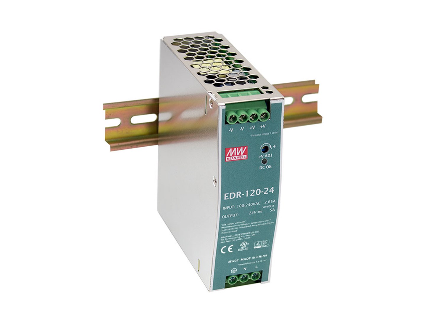 LevelOne 48V DC Industrial Power Supply, 120W, DIN-Rail, PoE Ready - Afbeelding 2
