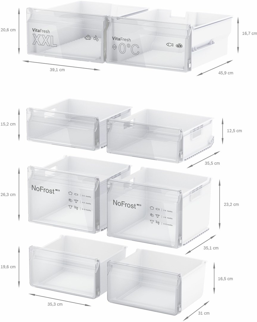 Bosch Serie 4 KFN96VPEA side-by-side refrigerator Freestanding 605 L E Stainless steel - Afbeelding 10