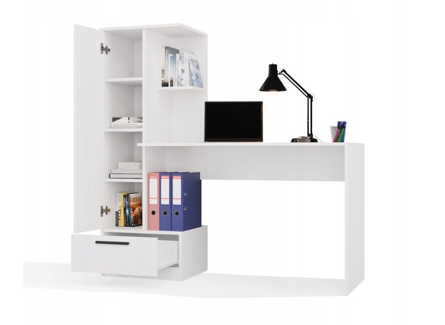 Cosmo Desk + Bookcase Set, White - Afbeelding 6
