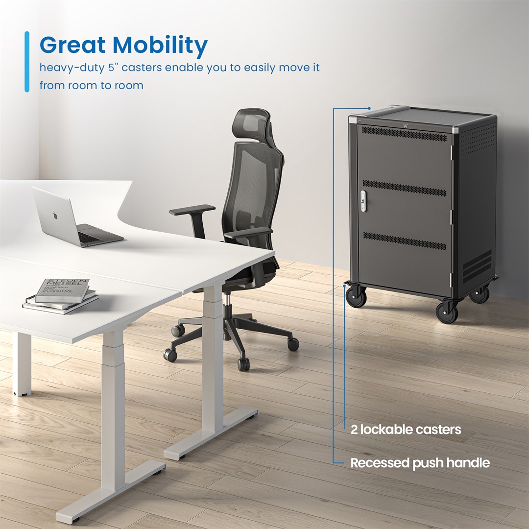 Ewent EW1701 portable device management cart/cabinet Portable device management cabinet Black, Grey - Afbeelding 5