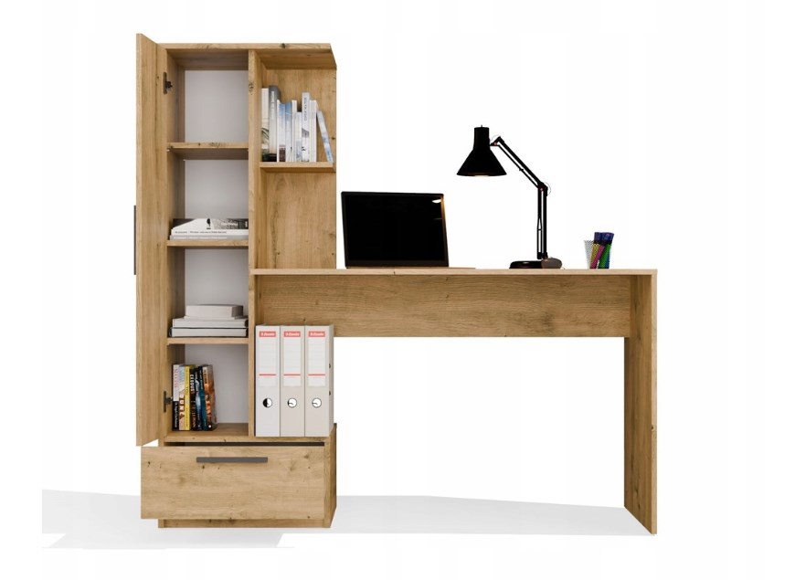 COSMO Oak Artisan Desk + Bookcase Set - Afbeelding 3