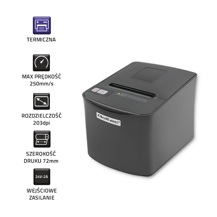 Qoltec 50256 Receipt printer RTP-0256 | voucher | thermal | High Speed | 203 dpi | USB - Afbeelding 5