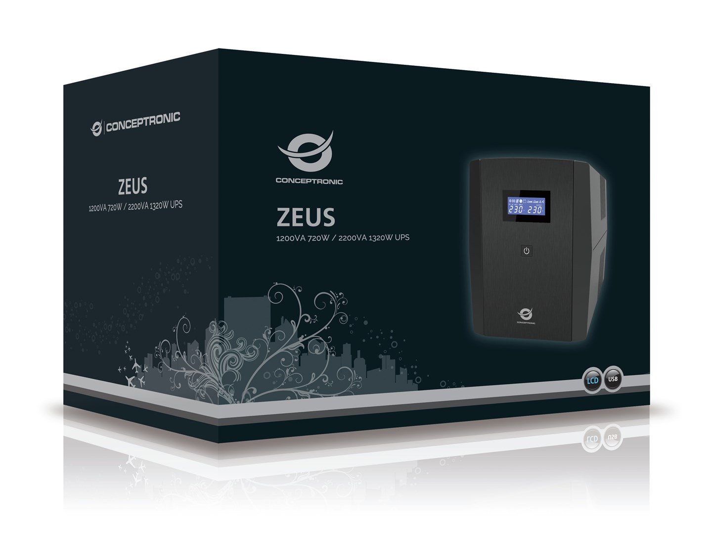 Conceptronic ZEUS 2200VA 1320W UPS, IEC + schuko socket - Afbeelding 5