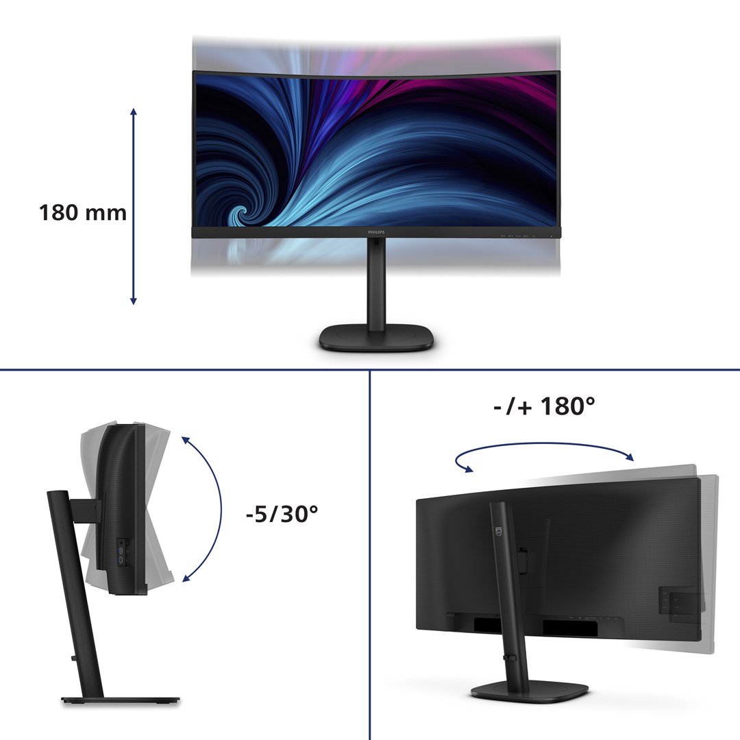 Philips 3000 series 34B2U3600C/00 computer monitor 86.4 cm (34") 3440 x 1440 pixels Wide Quad HD LCD Black - Afbeelding 6
