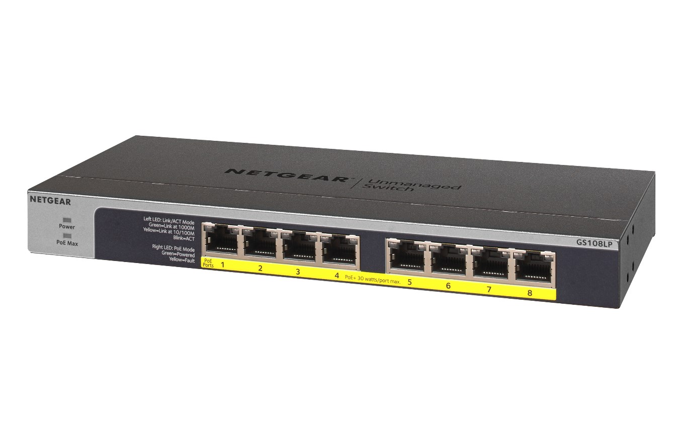 NETGEAR GS108LP Unmanaged Gigabit Ethernet (10/100/1000) Power over Ethernet (PoE) 1U Black, Grey - Afbeelding 11