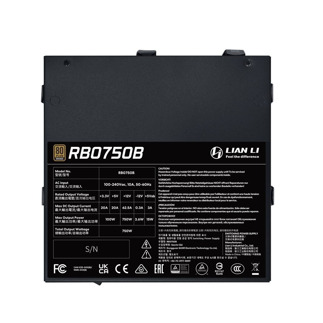 Lian Li RB0750B.B power supply unit 750 W 24-pin ATX ATX Black - Afbeelding 3