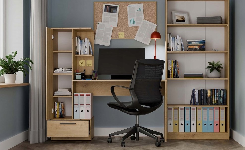 COSMO Oak Artisan Desk + Bookcase Set - Afbeelding 8