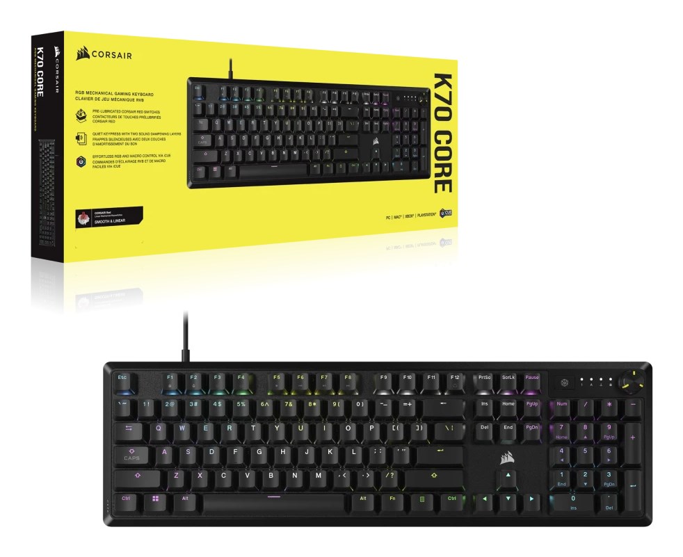 Corsair | Mechanical Gaming Keyboard | K70 CORE RGB | Gaming keyboard | Wired | N/A | Black | USB Type-A | RED - Afbeelding 7