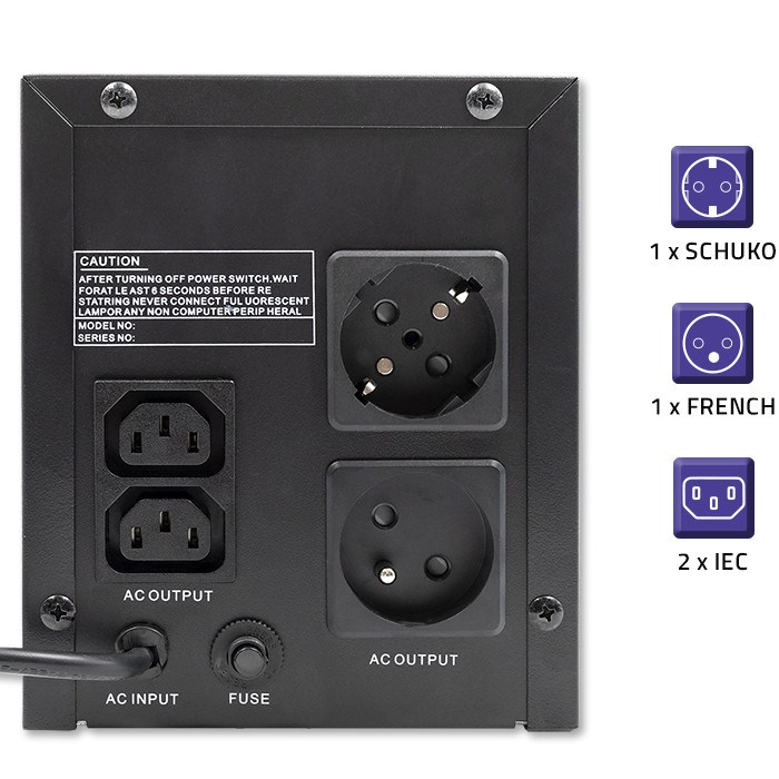 Qoltec Monolith 1200VA 720W UPS - Afbeelding 6