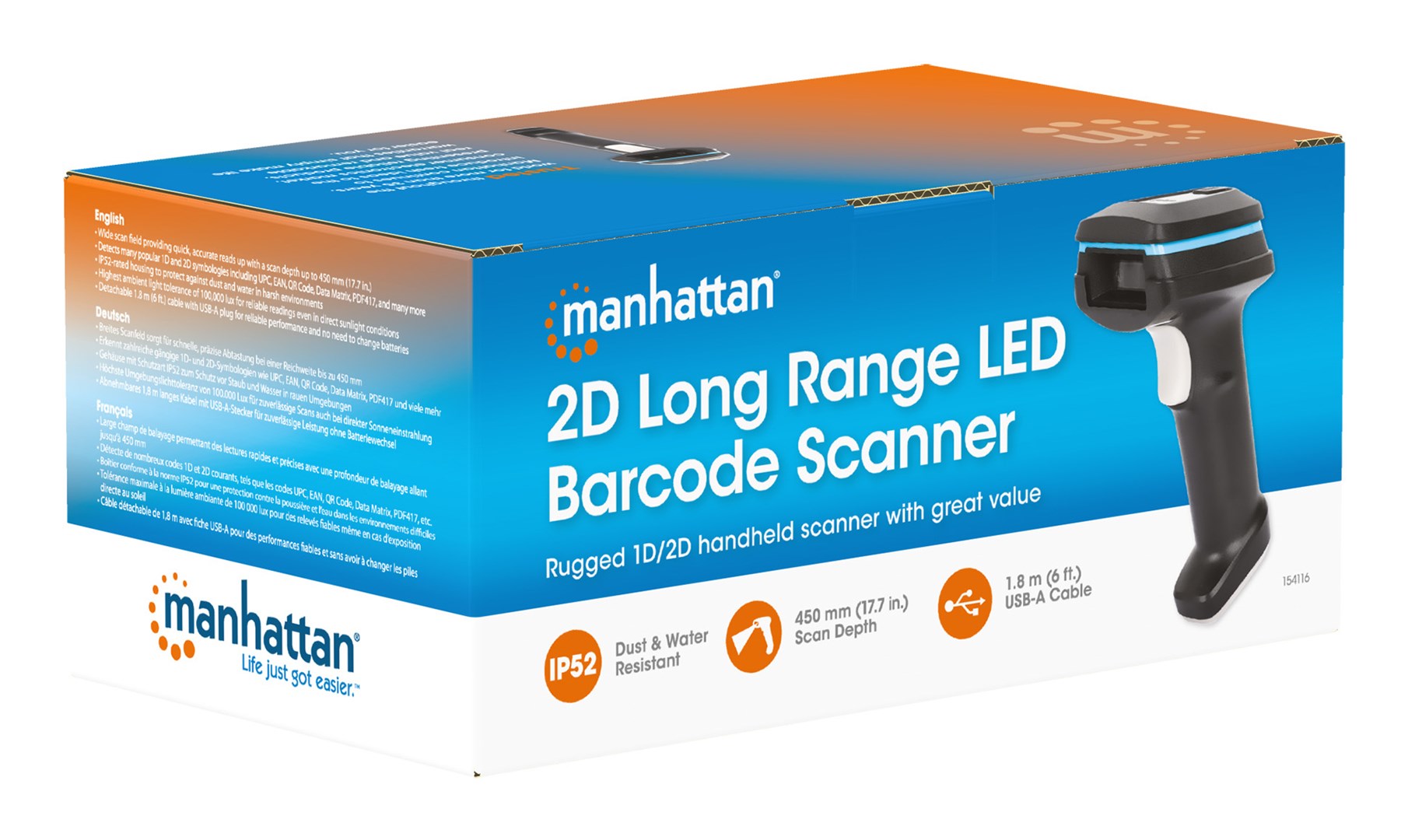 Barcode scanner MANHATTAN 2D LED handheld IP52 - Afbeelding 20