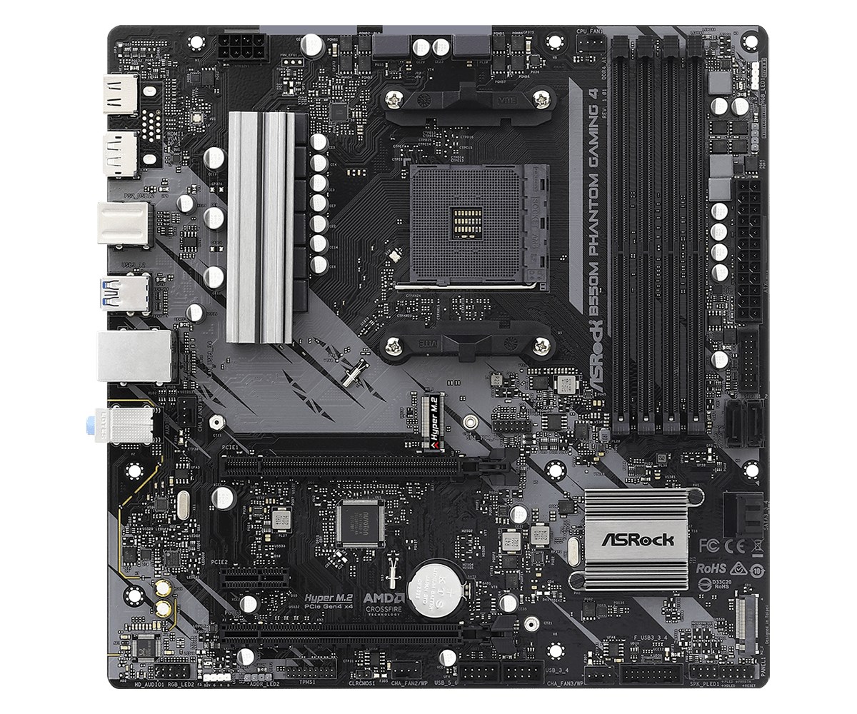 Asrock B550M Phantom Gaming 4 Socket AM4 micro ATX AMD B550 - Afbeelding 2