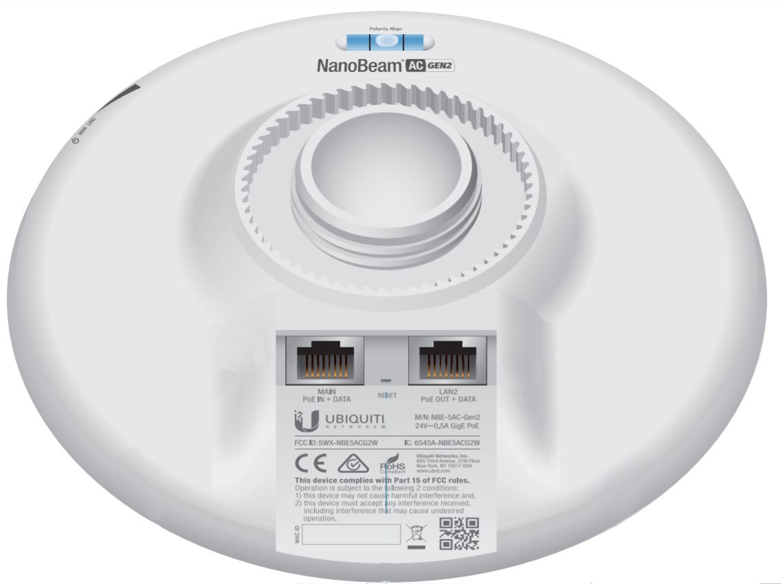 Ubiquiti NanoBeam 5AC Gen 2 Network bridge 450 Mbit/s White - Afbeelding 6