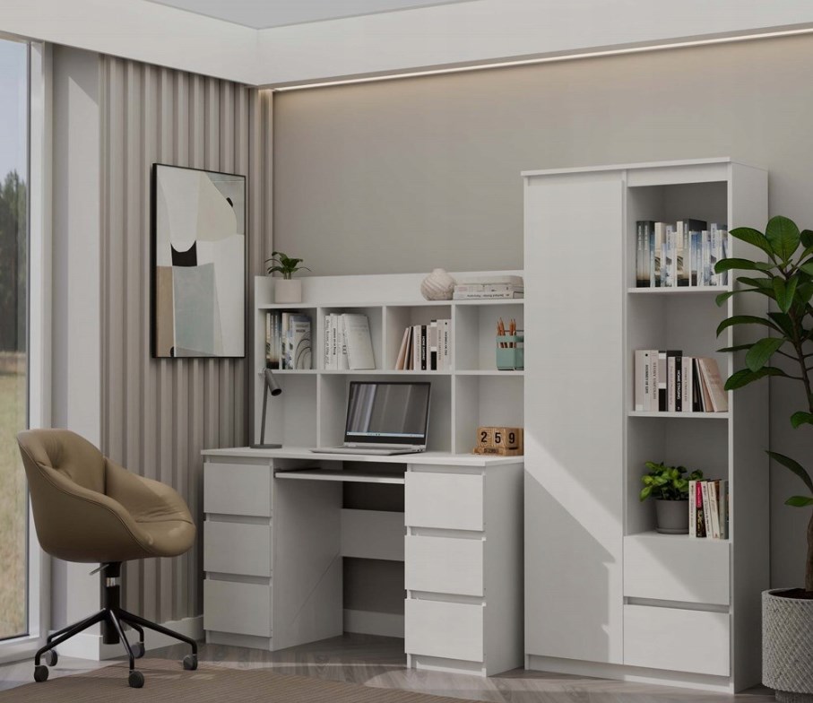 KUBA Desk Set + Extension Piece, White - Afbeelding 9