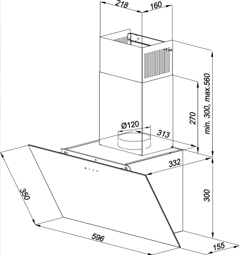 MAAN VERTICAL GLASS 60 BLACK - Afbeelding 3
