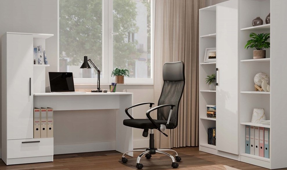 Cosmo Desk + Bookcase Set, White - Afbeelding 8