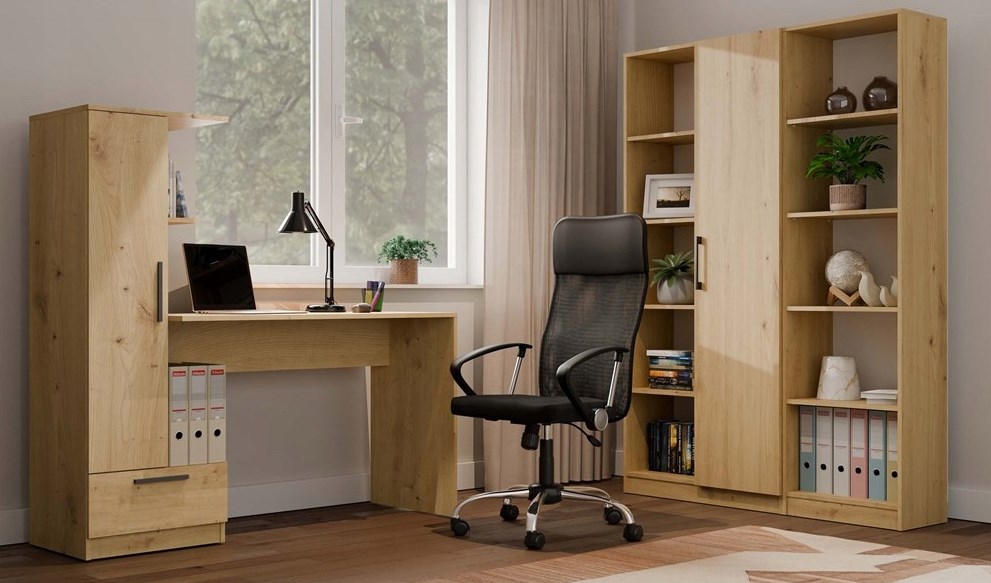 COSMO Oak Artisan Desk + Bookcase Set - Afbeelding 10