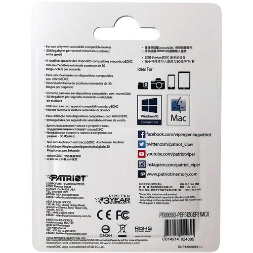 Patriot Memory PEF512GEP31MCX memory card 512 GB MicroSDXC Class 10 - Afbeelding 3
