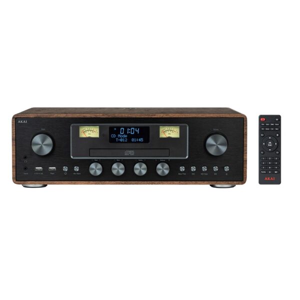 AKAI AM-100 RHAPSODY Stereo system 30W RMS, Bluetooth 5.0, DAB+/FM, CD/USB, AUX, brown black