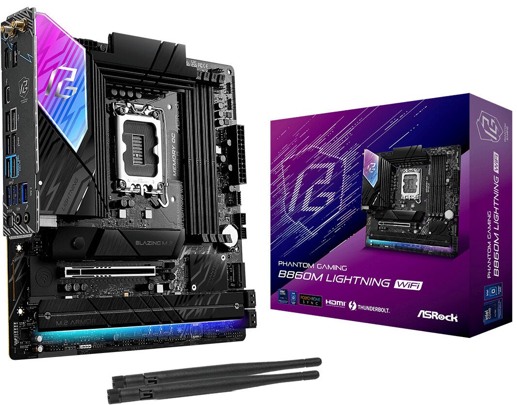 Asrock B860M Lightning WiFi Intel B860 LGA 1851 (Socket V1) micro ATX