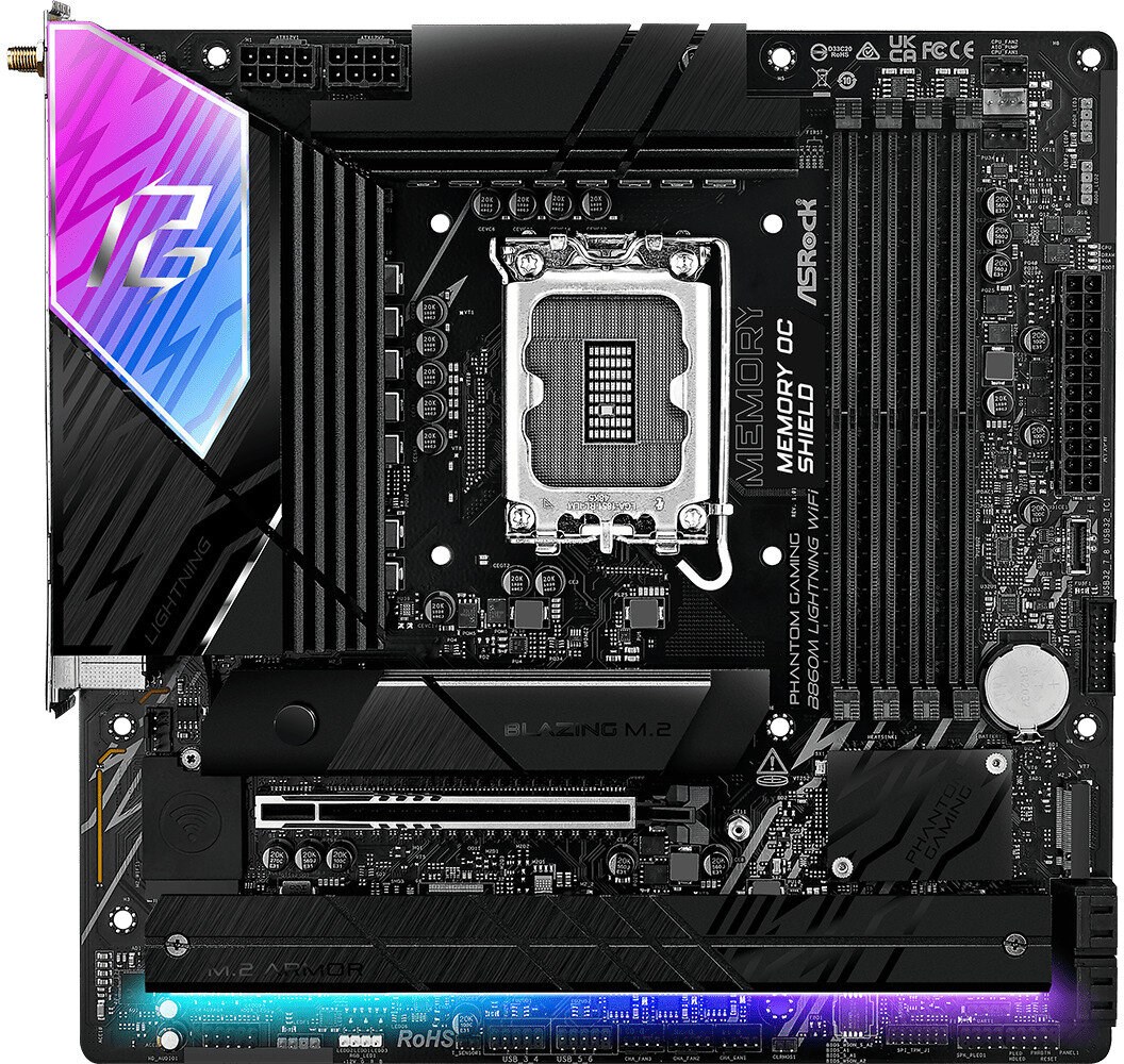 Asrock B860M Lightning WiFi Intel B860 LGA 1851 (Socket V1) micro ATX