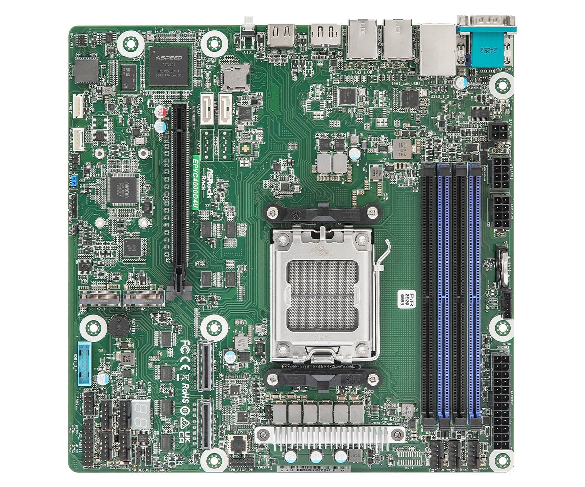 Asrock EPYC4000D4U motherboard KNOLL3 X300 Socket AM5 micro ATX