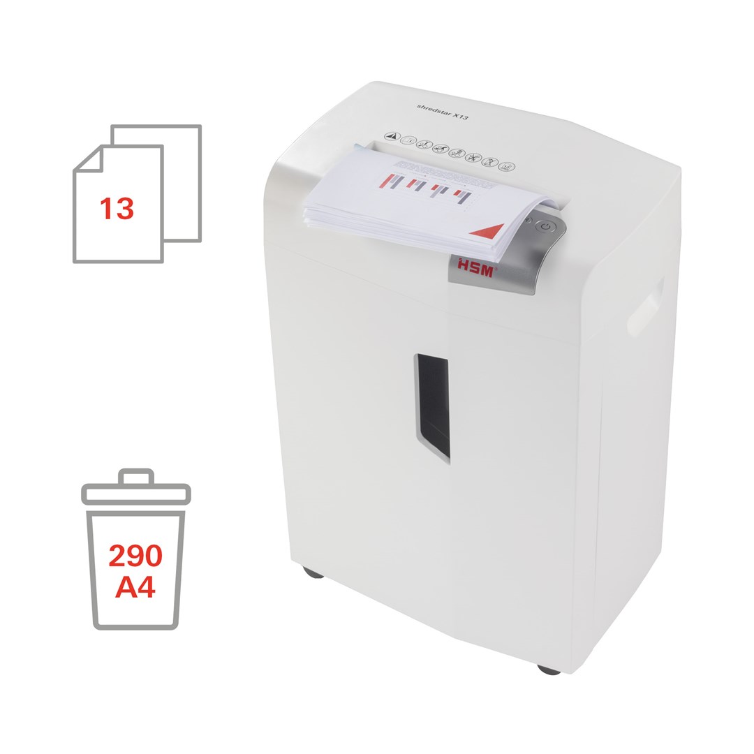 HSM shredstar X13 document shredder, 4 x 37 mm + separate CD-cutting mechanism