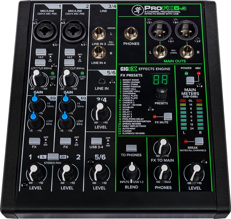Mackie ProFX6v3 - 6-channel analogue mixer with USB interface, black