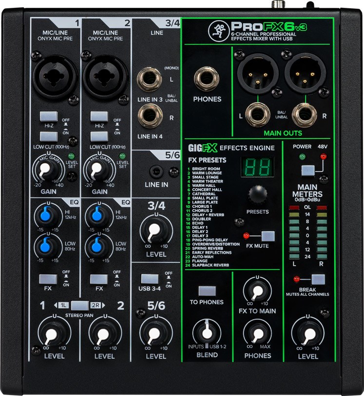Mackie ProFX6v3 - 6-channel analogue mixer with USB interface, black