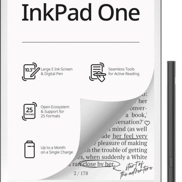 PocketBook InkPad One 1030 10.3" E-ink Mobius 32GB Wi-Fi E-reader – Matte Black