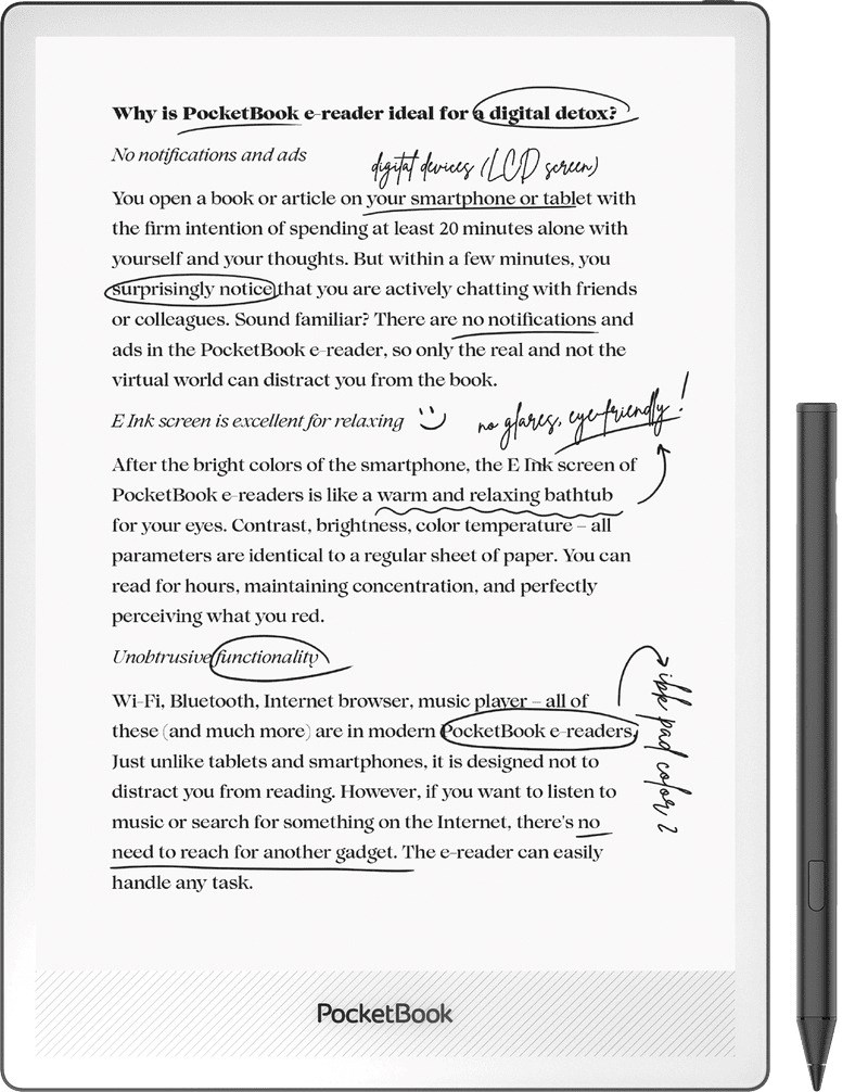 PocketBook InkPad One 1030 10.3" E-ink Mobius 32GB Wi-Fi E-reader – Matte Black