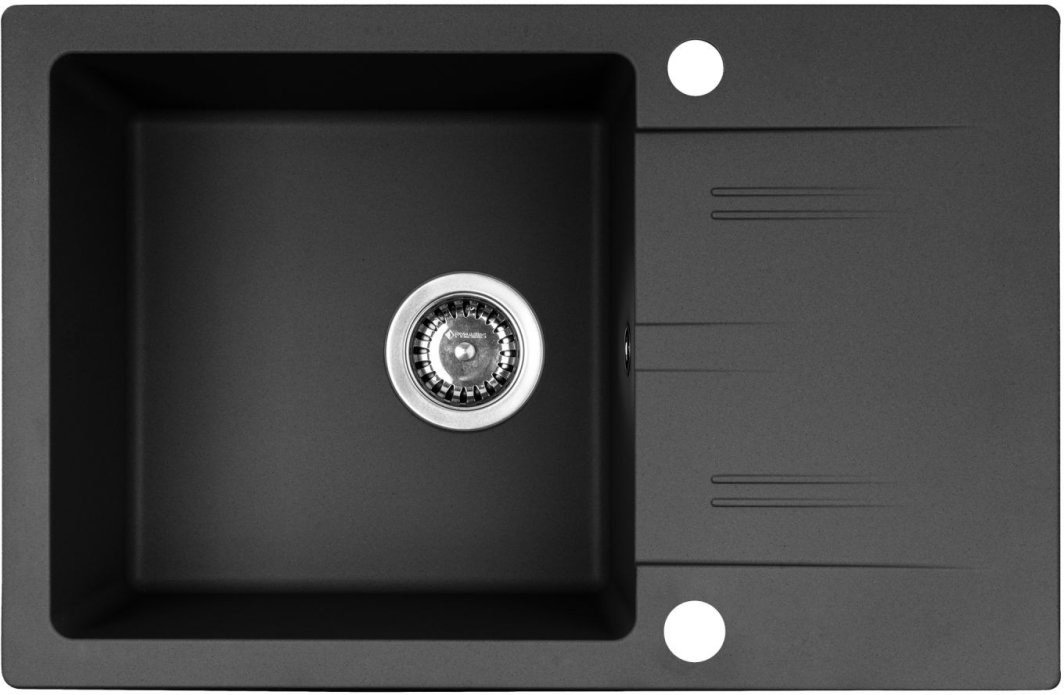PYRAMIS LEFKADA sink (68x44) 1B 1D black + Flessi Black Edition tap - 070 260 611F