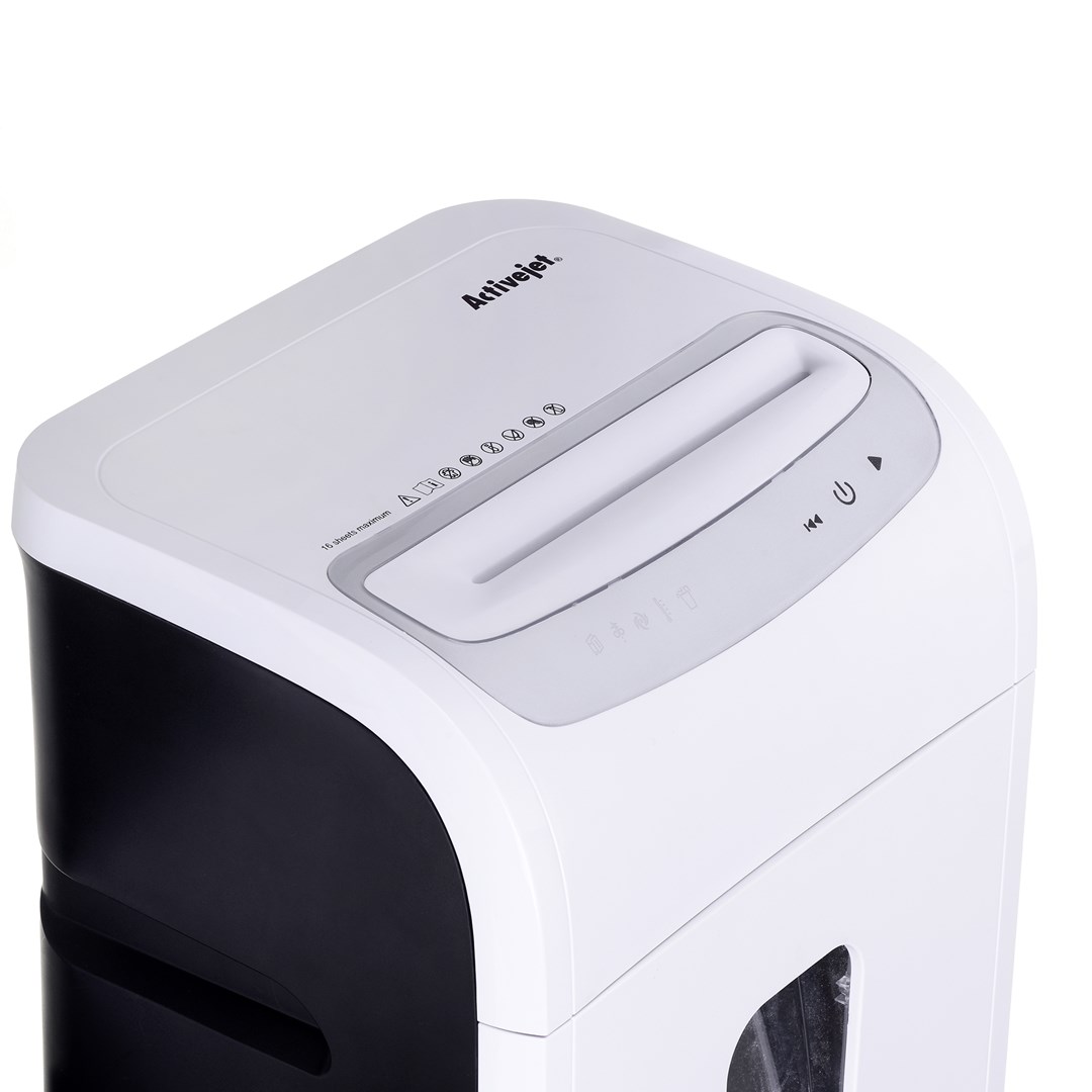 Shredder Activejet ASH-1602M, P-5, 28 l, 2x14 mm shreds, white