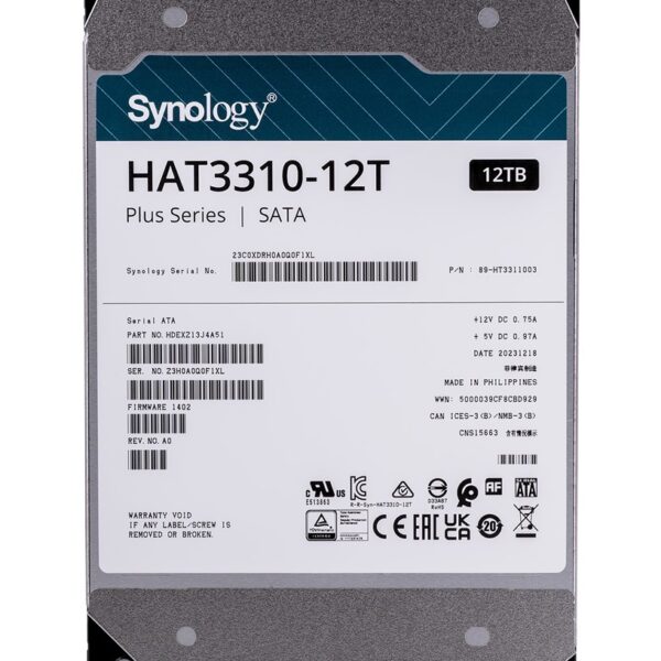 Synology HAT3310-12T internal hard drive 3.5" 12 TB Serial ATA