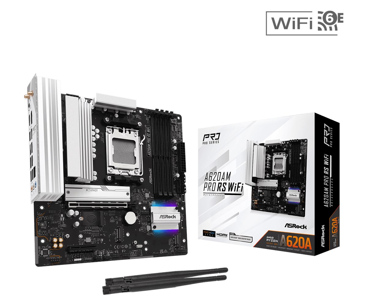 Asrock A620AM Pro RS WiFi AMD A620A Socket AM5 micro ATX