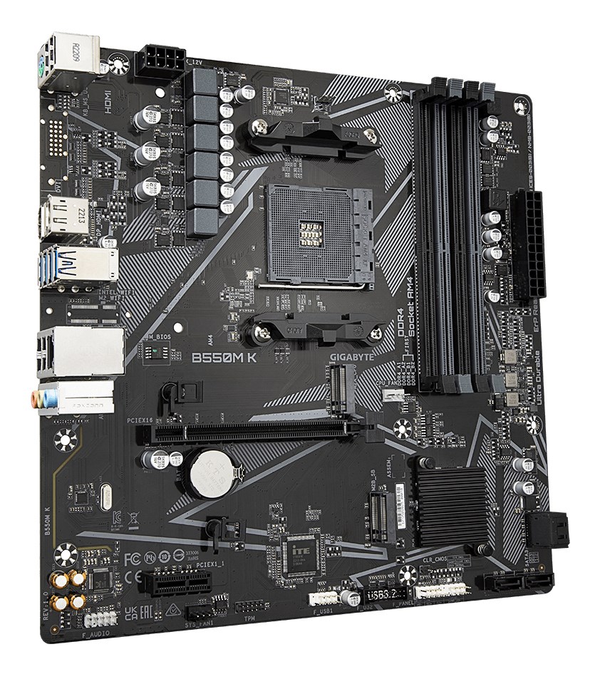 GIGABYTE B550M K moederbord AMD B550 Socket AM4 micro ATX