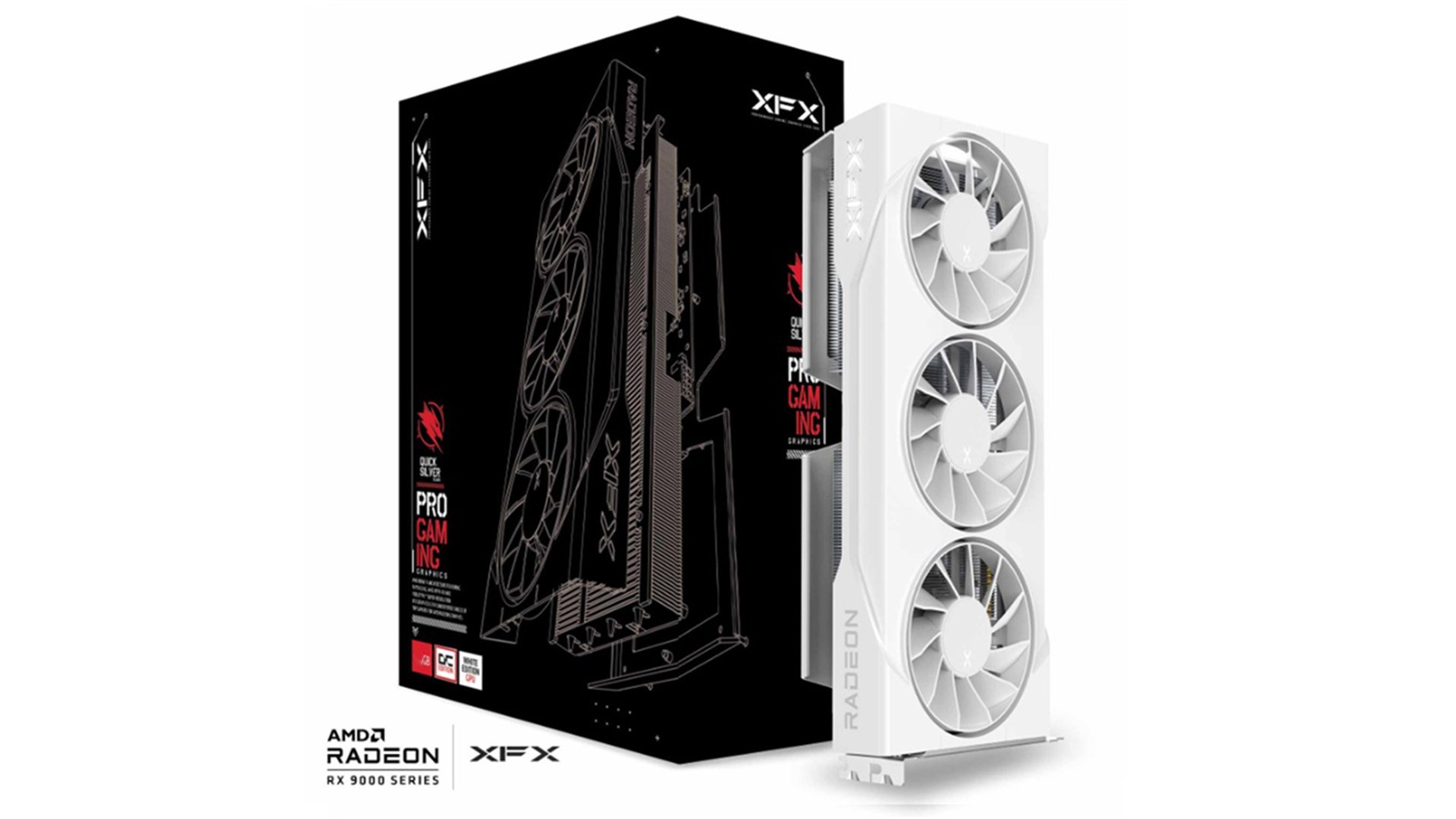 Grafische kaart. XFX SWIFT RX 9060XT OC Wit 3-FAN 16GB