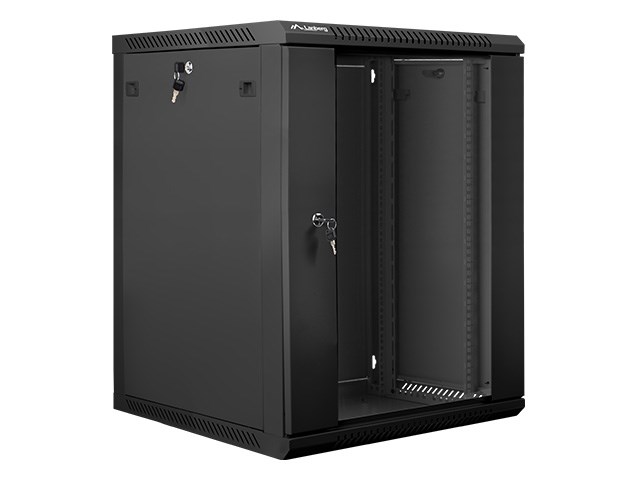 Lanberg wandgemonteerde 19" rackkast 15U 600 × 600 mm zwart (glazen deur)