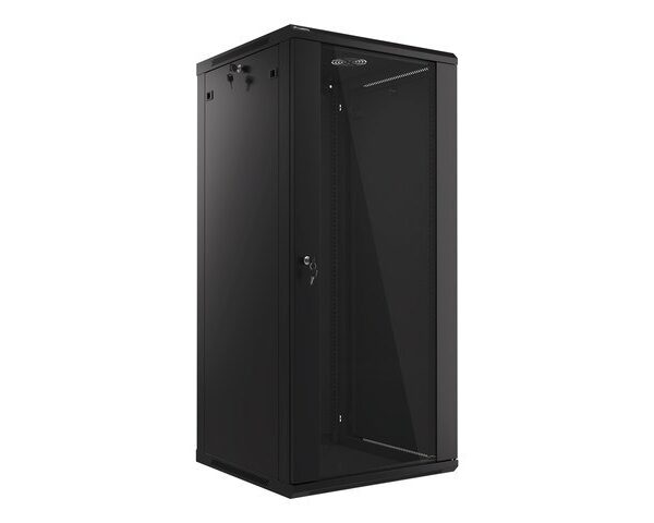 Lanberg wandgemonteerde installatiekast 19'' 27U 600x600 mm zwart (glazen deuren)