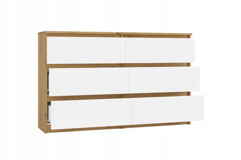 M6 MALWA KOMODA 120 CM 6 LADES EIKENHOUT ARTISAN/WIT
