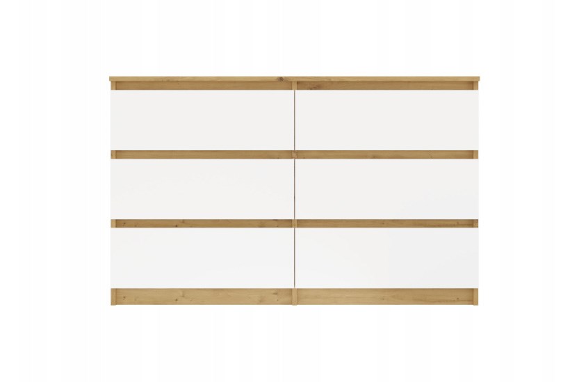 M6 MALWA KOMODA 120 CM 6 LADES EIKENHOUT ARTISAN/WIT