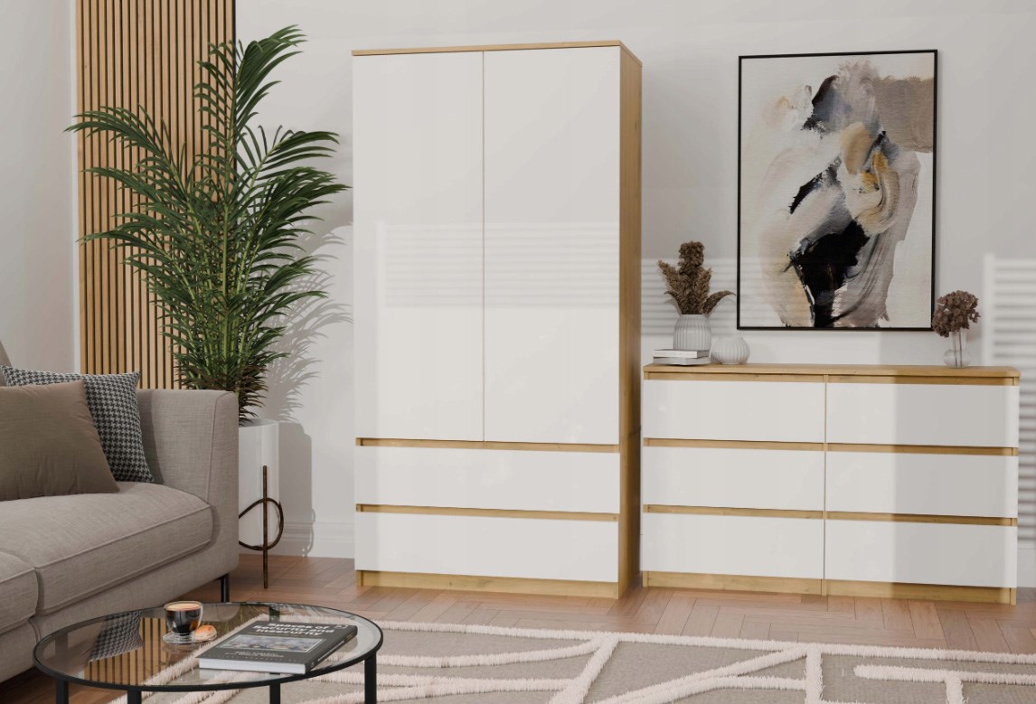 M6 MALWA KOMODA 120 CM 6 LADES EIKENHOUT ARTISAN/WIT