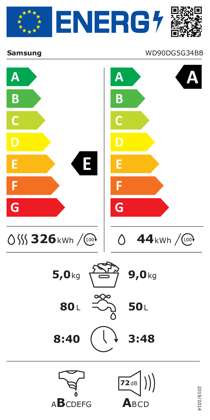 Pralko-suszarka SAMSUNG WD90DG5G34BBEO