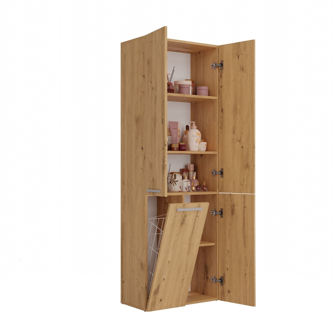 Topeshop NEL 1K DD ART KPL opbergkast voor de badkamer Eiken
