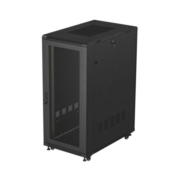 VRIJSTAANDE 19" 27U 600 × 1000 ZWARTE RACKKAST MET GEPERFOREERDE DEUR, LANBERG (FLAT PACK)