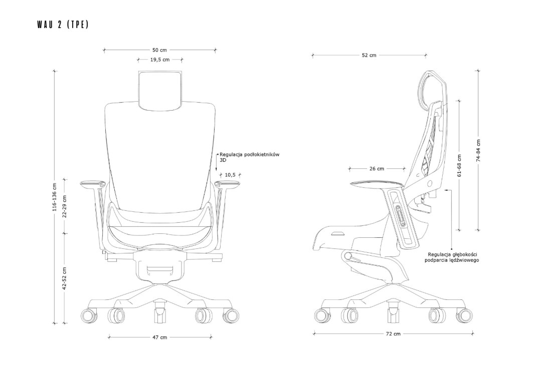 Bureaustoel Wau 2 TPE-8 elastomeer grijs/zwart