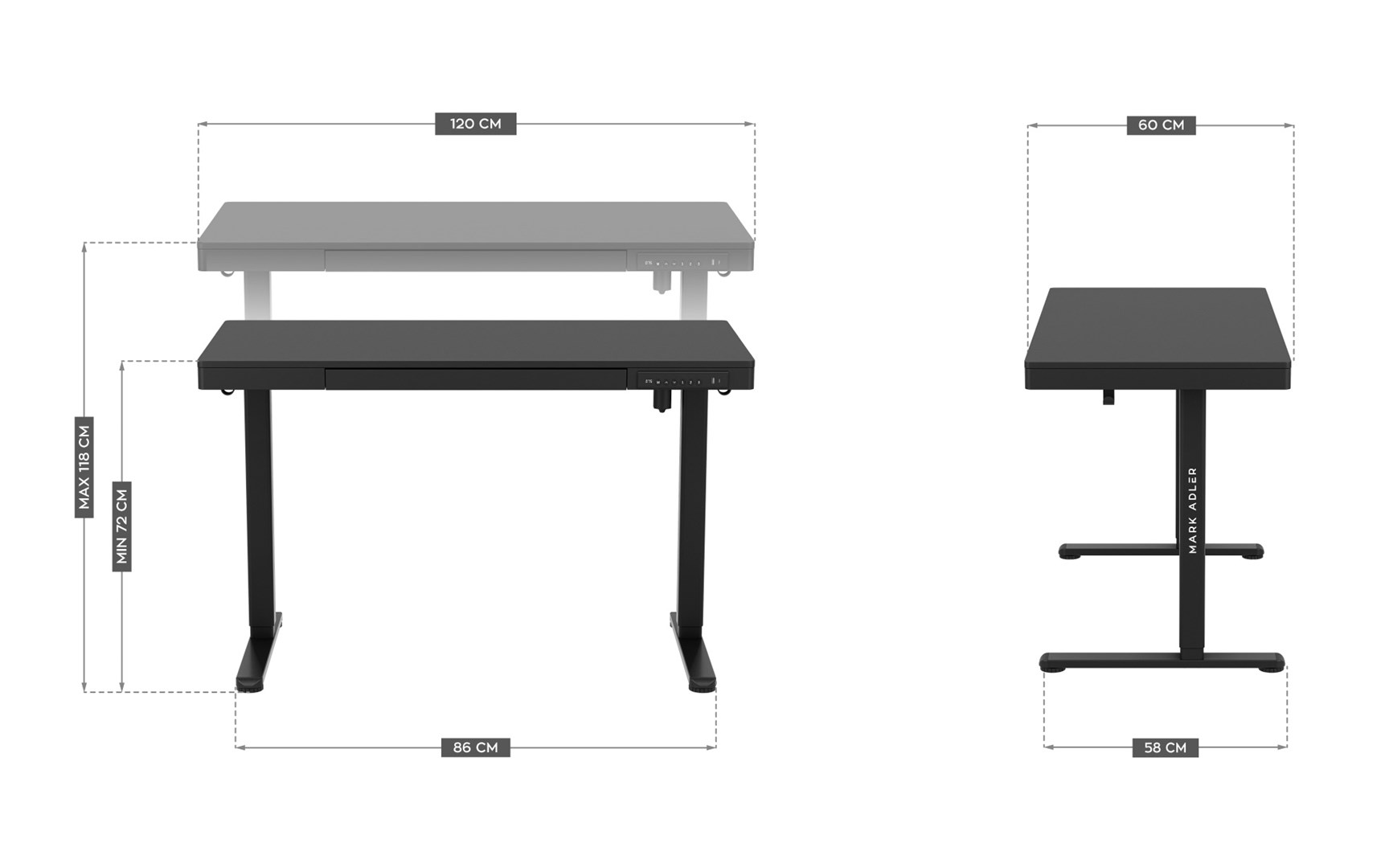 Elektrisch bureau MA-Leader 8.2 Zwart